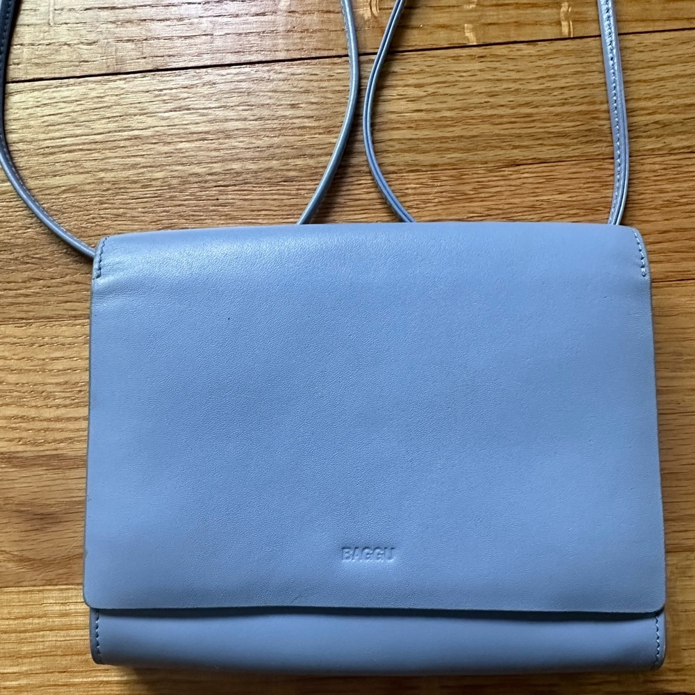 Discontinued Baggu Blue Leather Bag